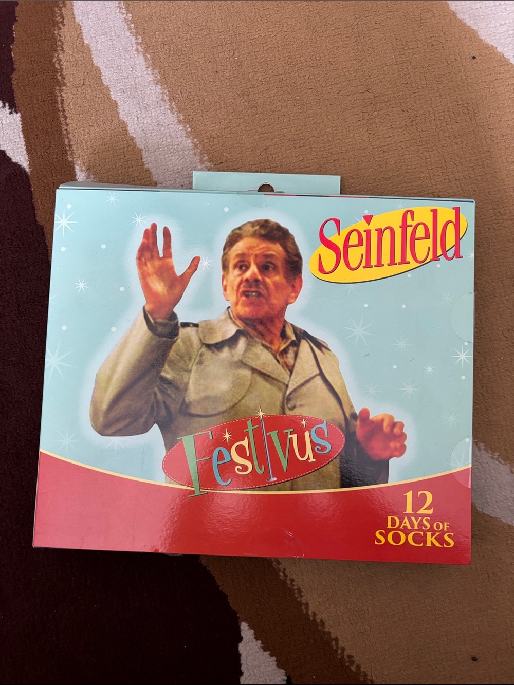 Festivus 12 Days of Socks - Men's Holiday Sock Set (Red, Light Blue, Beige)